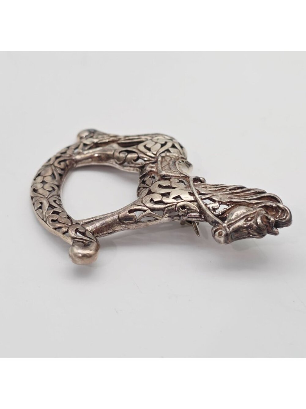 Sterling Silver Rocking Horse Brooch Filigree Design By Jezlaine Jewelry Vintage - Picture 3 of 7